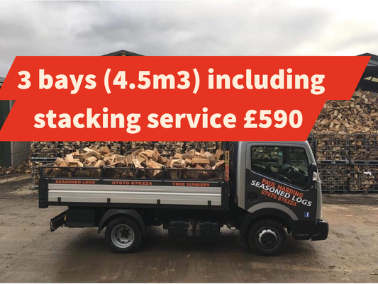 3 bays of logs with stacking service